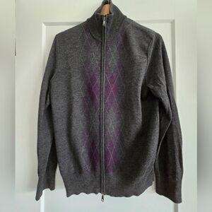 Banana Republic Medium Mens Grey/ Purple Zip Up Cardigan